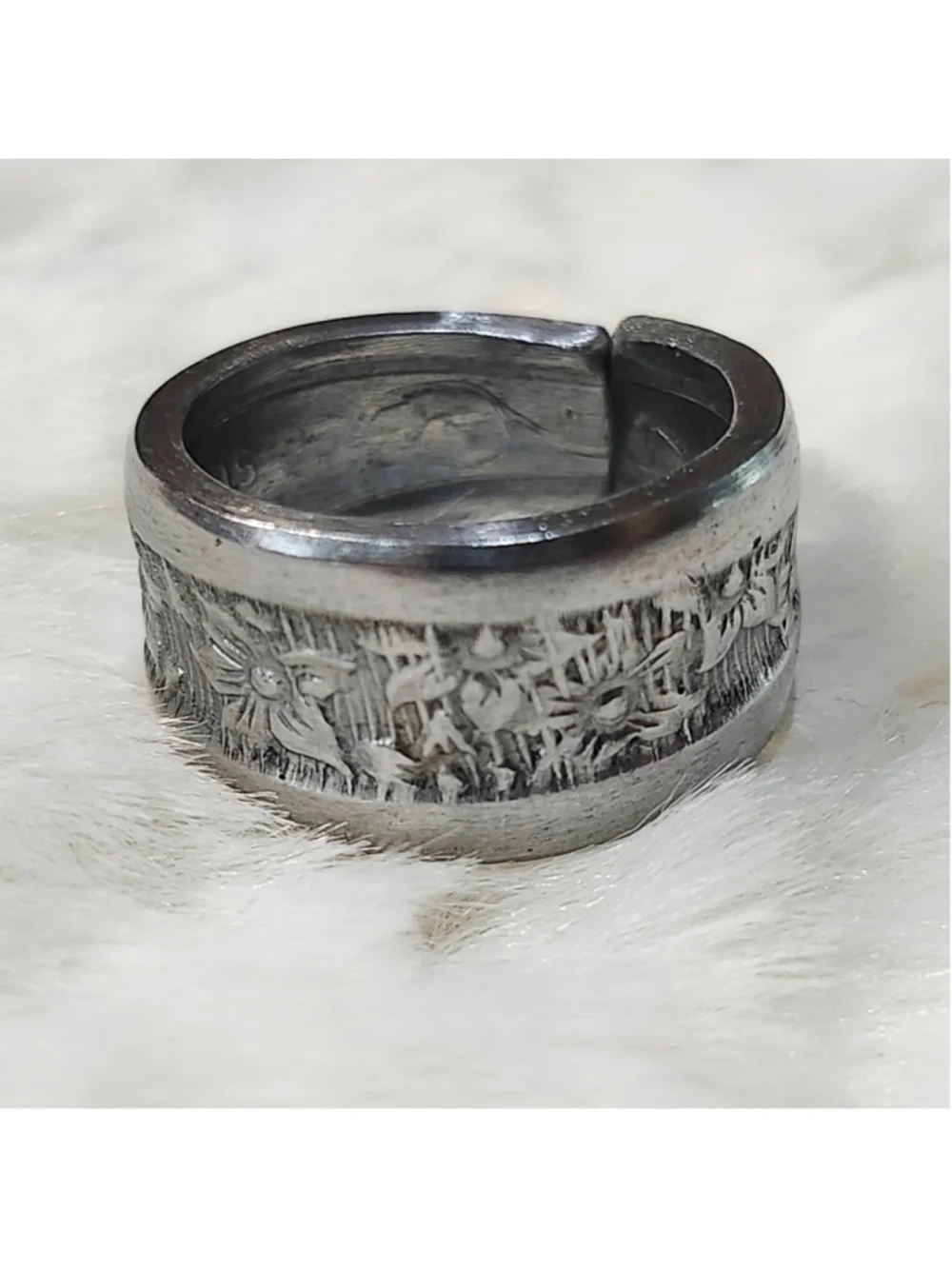 Floral Ring size 6¼ silverwear spoon ring